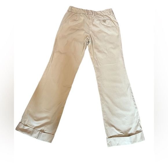 BANANA REPUBLIC Martin Tan Stretch Wide Leg Cuffed Mid Rise Khaki Pant 4 - Picture 4 of 10